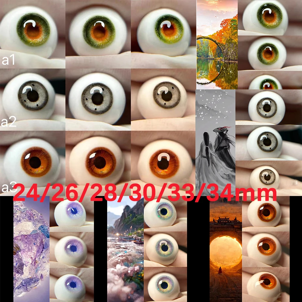 24/26/28/30/33/34mm Colorful BJD Doll Eyes Resin DIY Handmade Doll Accessories Eyeball For BJD Doll Plaster Eyes