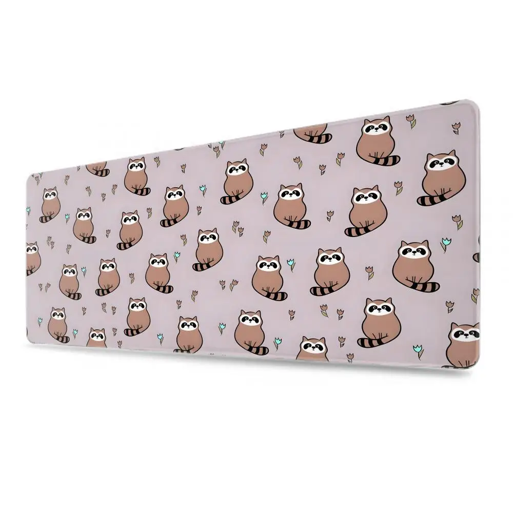 Cute Cartoon Brown Raccoon Mouse Pad Large Computer Office Game Table Mats XXL 90x40 Rubber Non-slip Keyboard Mat Long Desk Pads