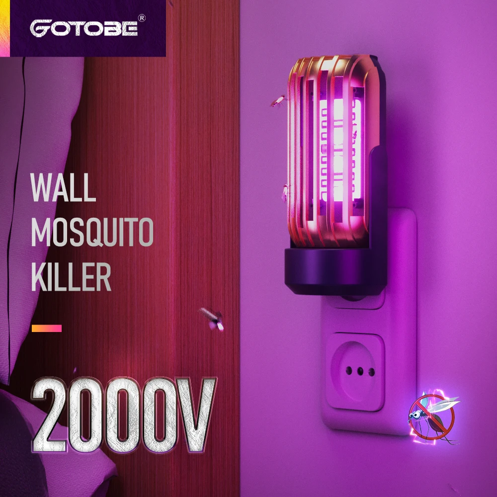 220V EU Plug Socket Electric Mosquito Killer Lamp 365nm UV 8 LED Bug Zapper Light No Noise Anti Mosquito Killer Night Lights