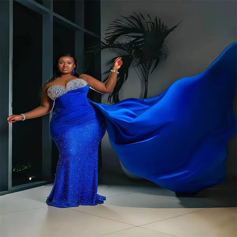 

Strapless Evening Dress Blue Long Gala Dress Floor Women's Evening Dress Mermaid Sequin Women's Prom Dresses 2025 Customized