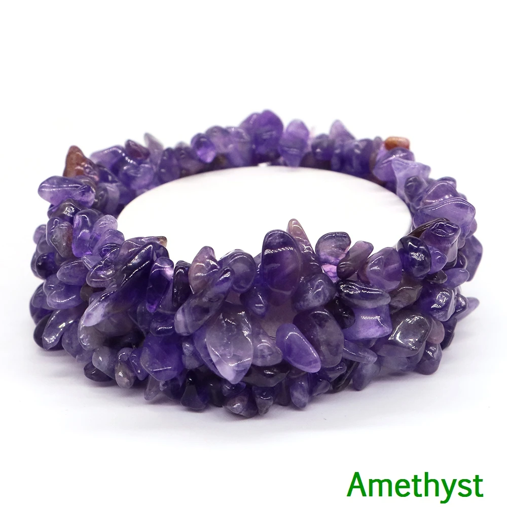 Natural Healing Crystal Irregular Stone Stretch Bracelet Beads Multilayer Chip Jewelry Bohemian Handmade Bangle Charm Jewelry