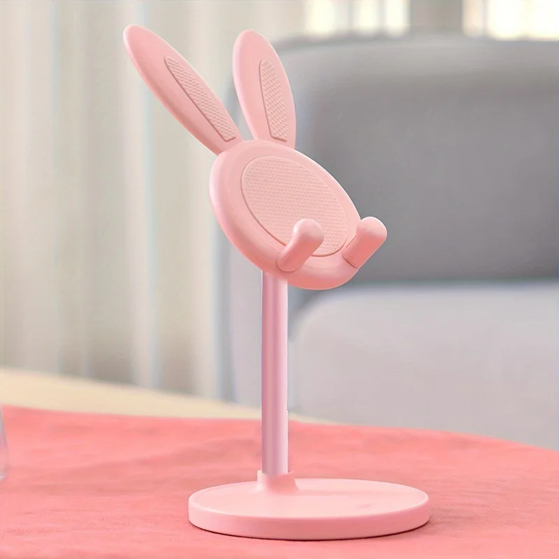 Pemegang ponsel kelinci lucu, sudut dapat disesuaikan dan tinggi di meja, tempat ponsel paling populer untuk kelinci anak perempuan