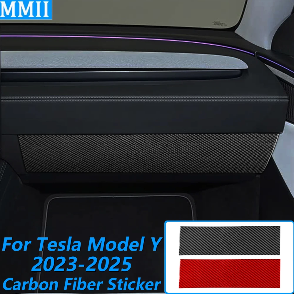 

For Tesla Model Y 2025-2027 Carbon Fiber Co-pilot Glove Storage Box Panel Trim Cover Car Accessories Interior Decoration Sticker