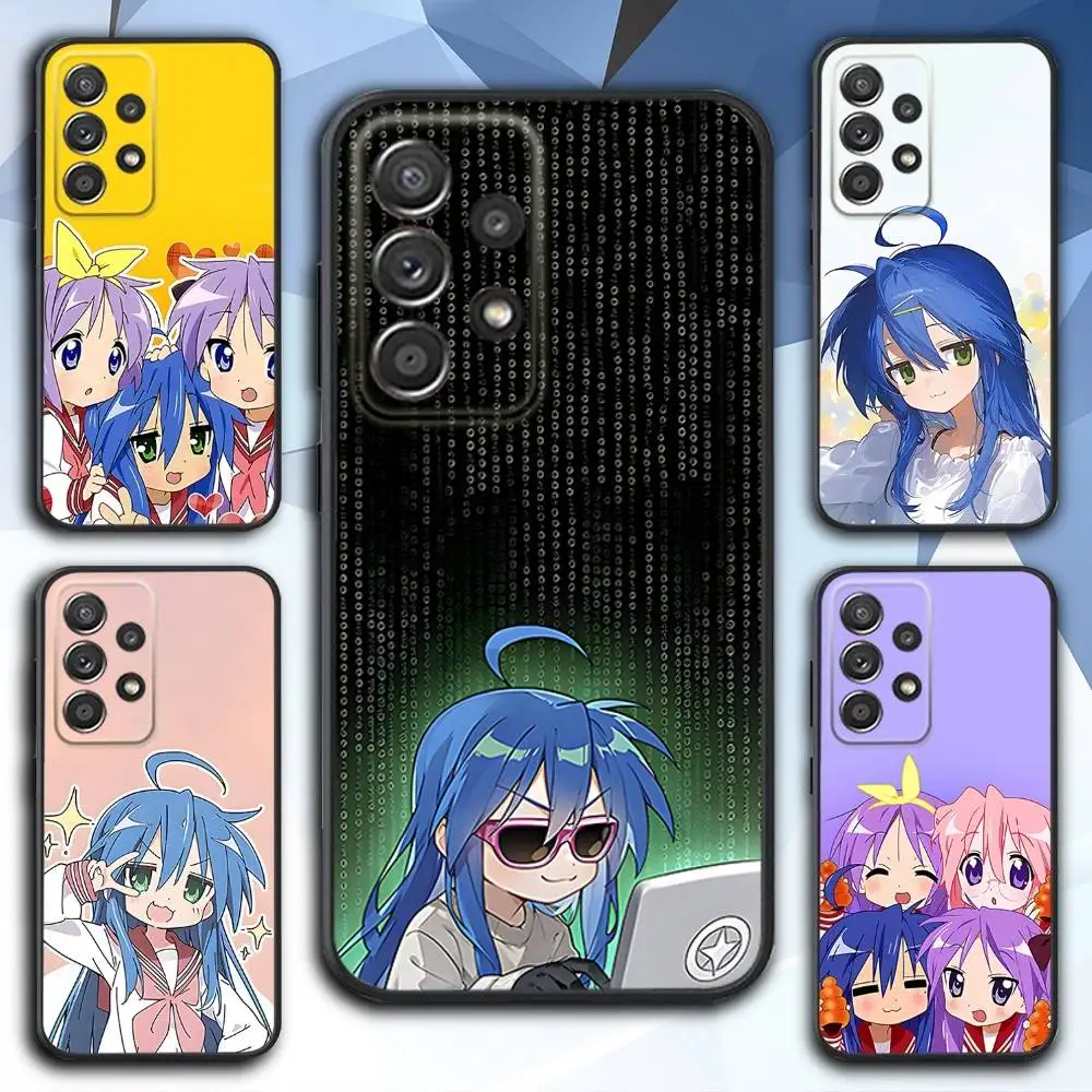 

L-Lucky Anime S-Star Phone Case For Samsung S 25,24,23,22,30,21,10,9,Ultra,Plus,Lite,FE,4,5 G Soft Black Case