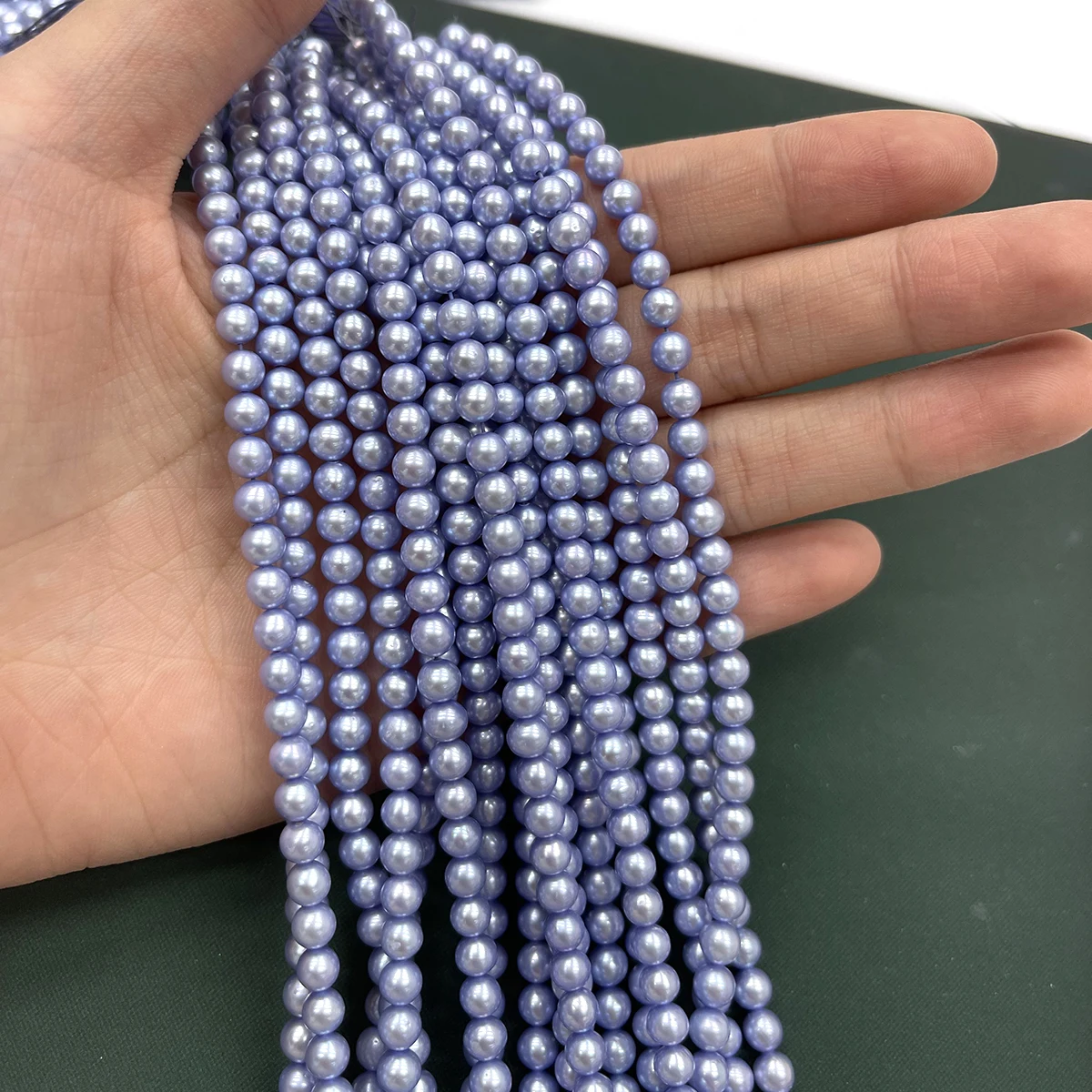 4–5mm Natural Freshwater Pearl Violet-Blue Nearly Round Strung Bead Dyed Jewelry Making DIY Necklace Bracelet Earrings Accessory