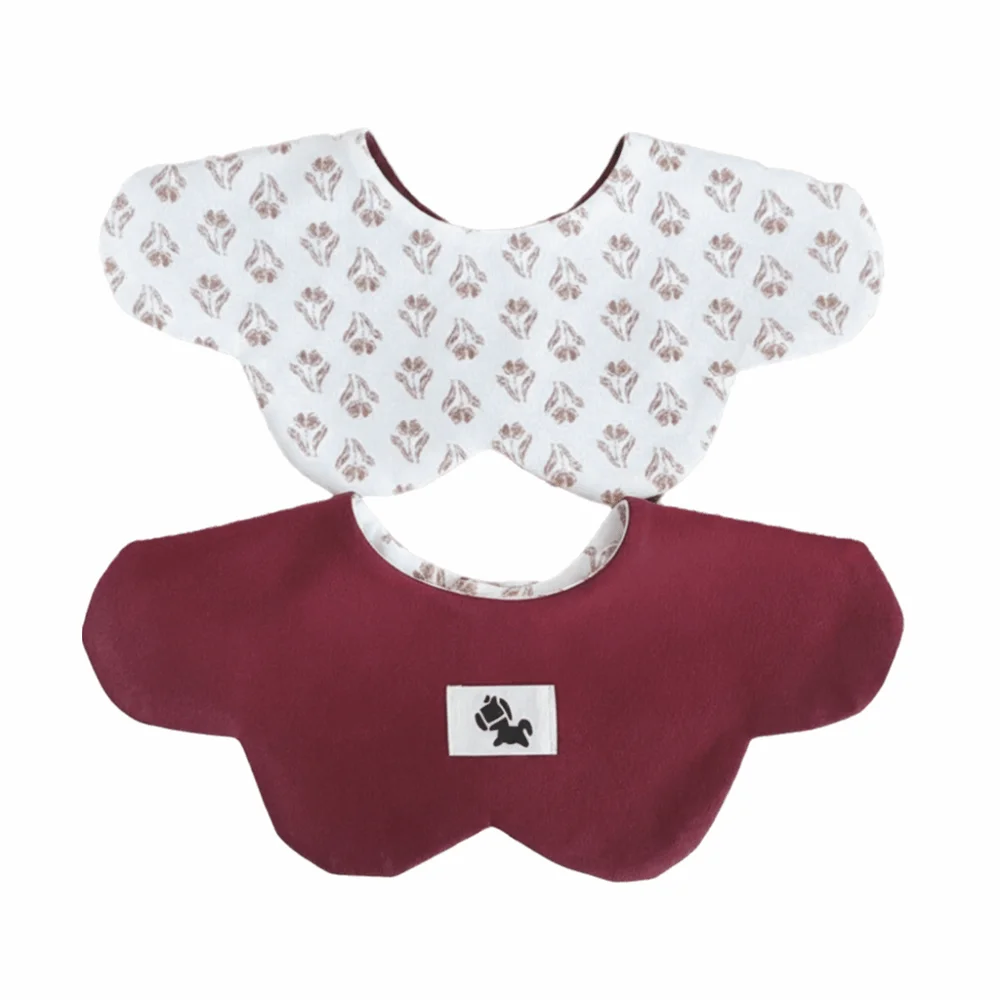 Comfortable Cartoon Baby Feeding Bib Cotton Two-sided Usable Baby Drool Bib Soft Texture Absorbent Teething Bib Toddler Feeding