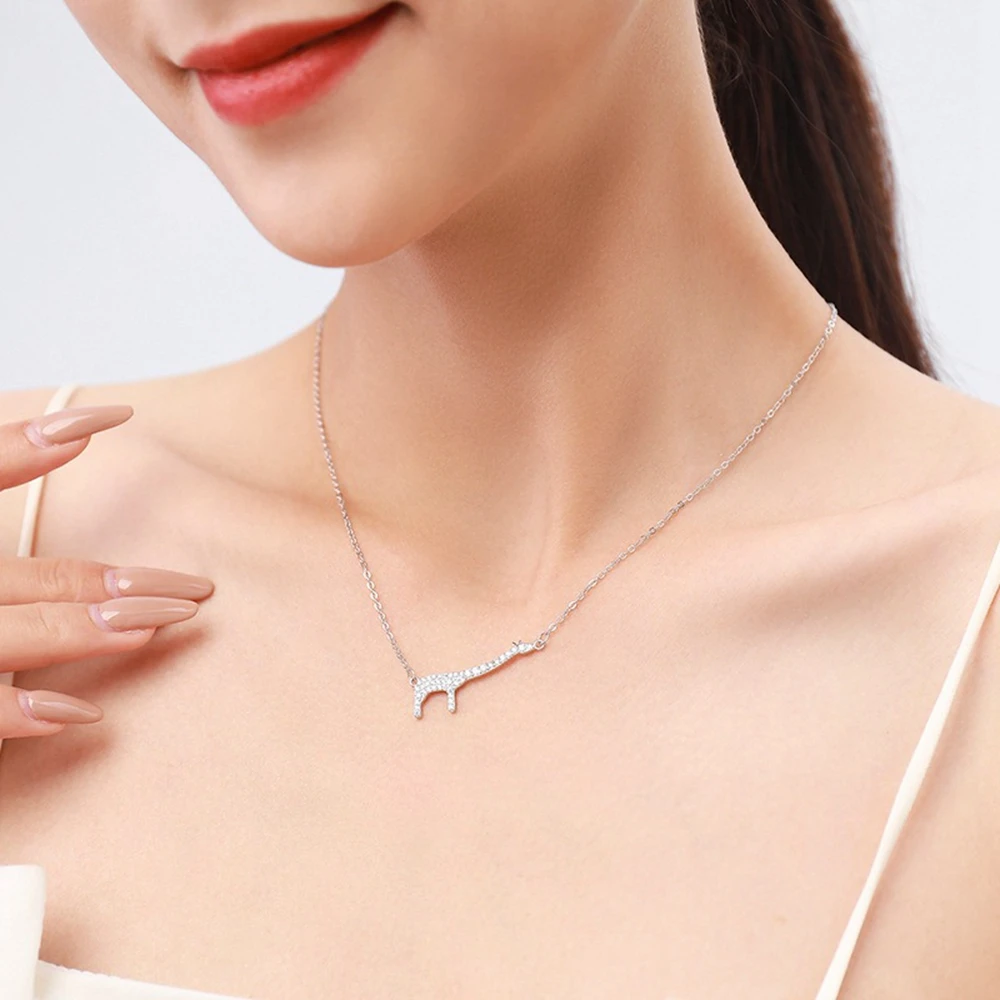 PuBang Fine Jewelry Solid 925 Sterling Silver High Carbon Diamond Giraffe Pendant Necklace for Women Wedding Gifts Free Shipping