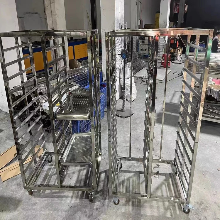 16 20 30 Tier Stainless Steel SS Tray Bread Oven Trolley Multi-Functional Basket Rack Bakery Food Trolley Mobile Bun Pan Rack