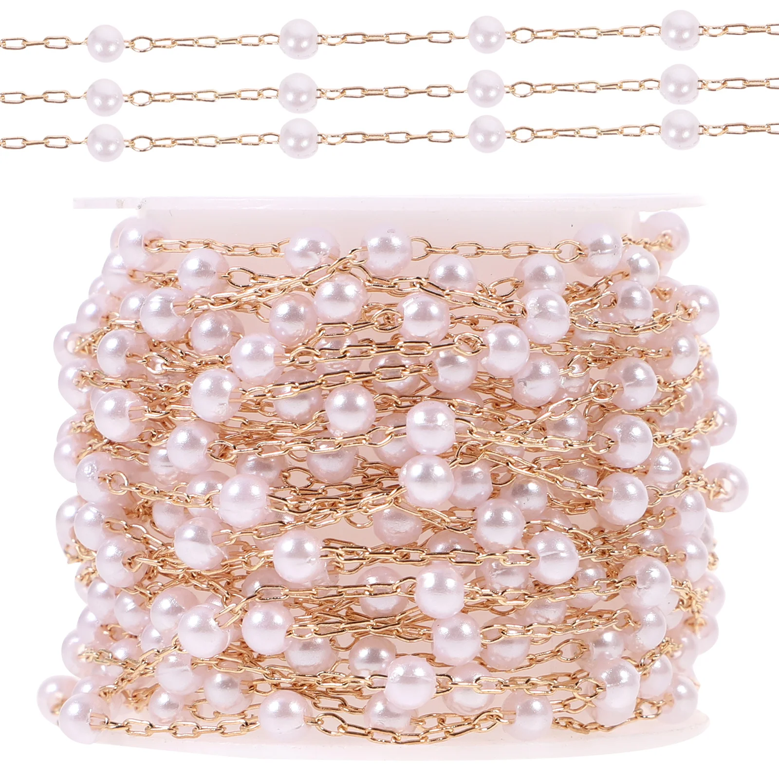 1 Roll Pearl Replacement Chain Copper for DIY Jewelry Making Bracelet Necklace Creative Accessories Pearl Chain