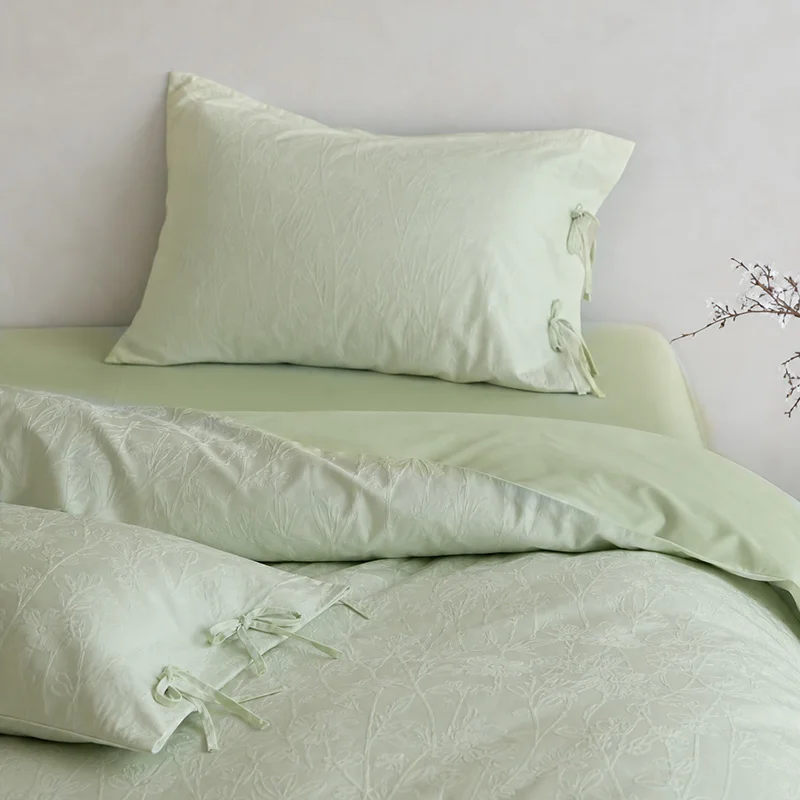 Bow Tie Rope Design Bedding Set, High-quality 100% Cotton Combed, Jacquard Cover Set, King Queen Size for Home Bedroom Decor