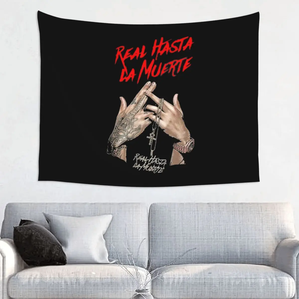 Anuel AA Real Hasta La Muerte Tapestry Hippie Polyester Wall Hanging Room Decoration Table Cover Psychedelic Wall Blanket