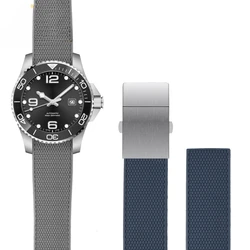 For Longines Conquest Diamond Patterns Arc Interface Rubber 21mm Strap Men L3.742/644 Series Sports Diving Silicone Accessories