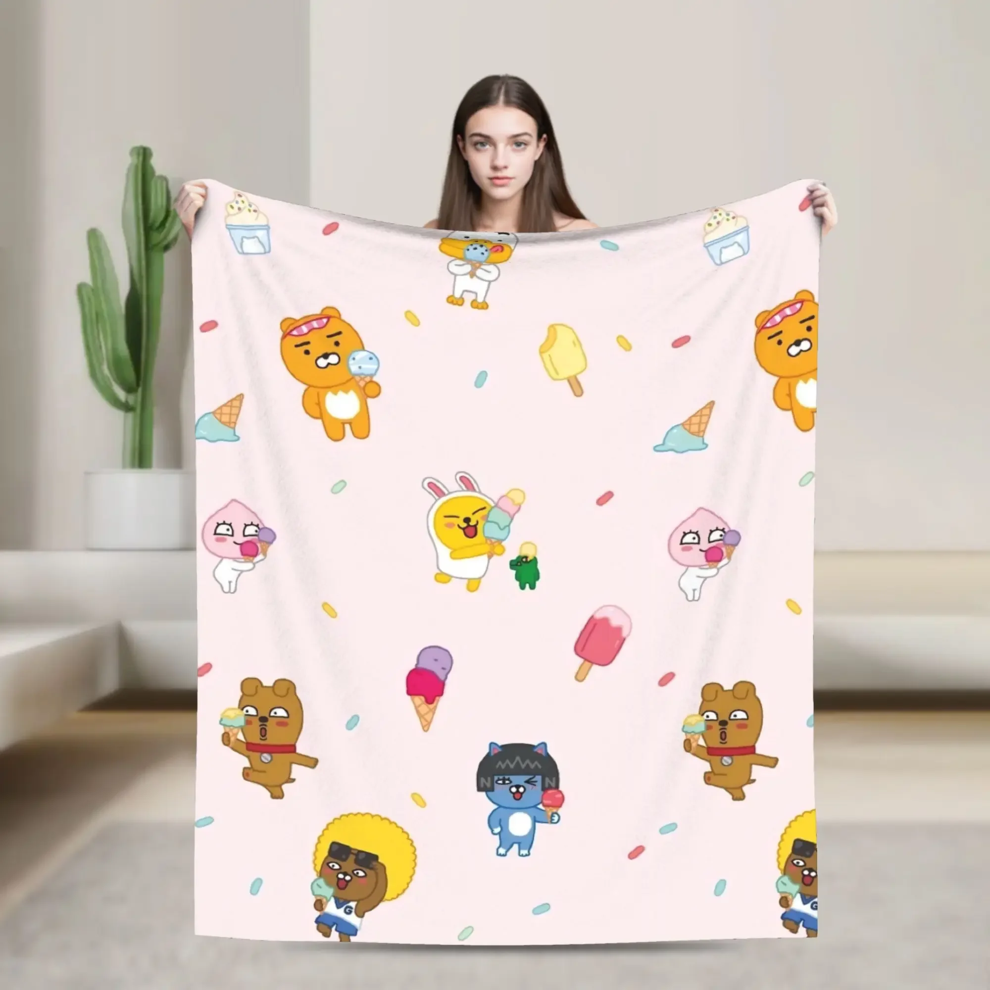 K-Kakaos F-Friends Flannel Blanket  Soft Warm Throw Blanket for Couch Bed Decorative Novelty Bedspread Sofa Bed Cover