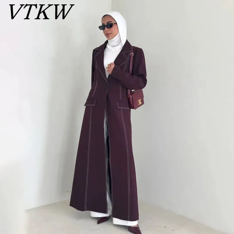 

VTKW элегантный утягивающий яркий плащ для женщин с лацканами и длинными рукавами, винтажные длинные пальто с карманами, женская мода, новинка