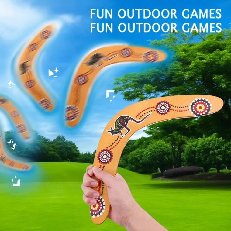 Parent-Child Interactive Woodiness Kangaroo Boomerang - V Shaped Flying Disc Throw Catch Outdoor Game Kids Toys Props