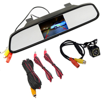 Car Player Interior Mirror or Parking Monitor with Rear View Camera 4.3 Inch Screen HD DVD Video Display Parktronics Accessories