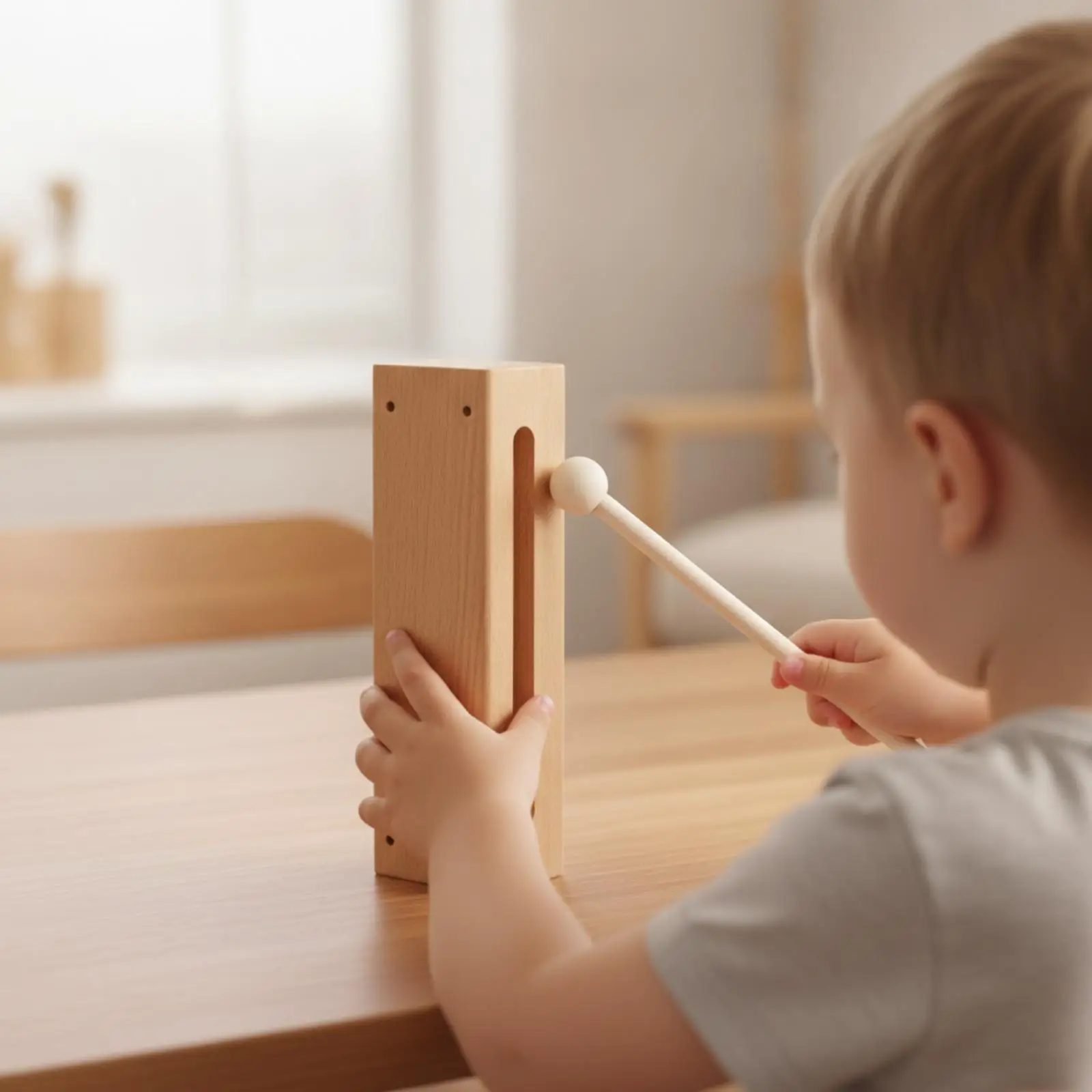 Double-Tone Wood Block Child-Friendly Two Tone Wood Block Children Music Clapper Rounded Edges for Children, Rhythm Practice