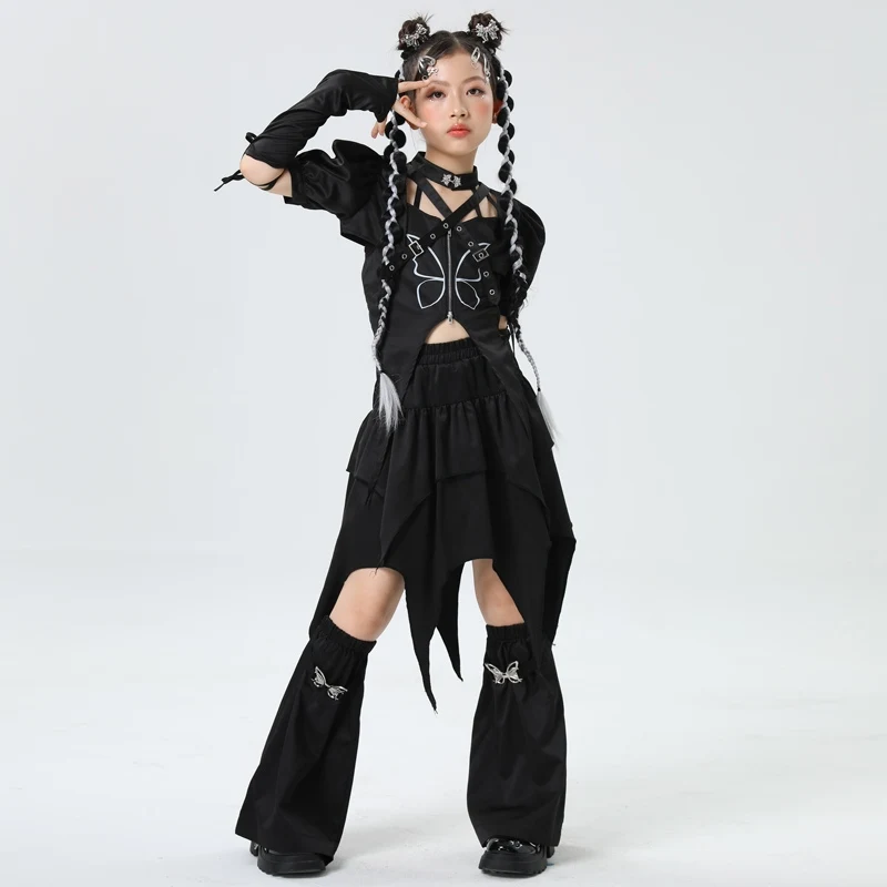 2025 Nieuwe Meisjes Groep Prestaties K-pop Outfits Kids Jazzdans Kostuum Kinderen Ballroom Dans Kleding Street Wear XS 9851