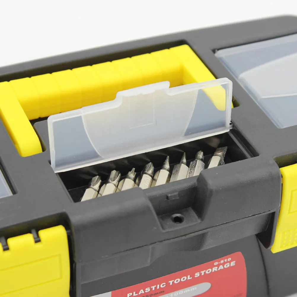 1Pcs Sturdy Foldable Plastic Toolbox Multifunction Tool Case Ergonomic Handle Removable Parts Tray Flexible Opening Portable