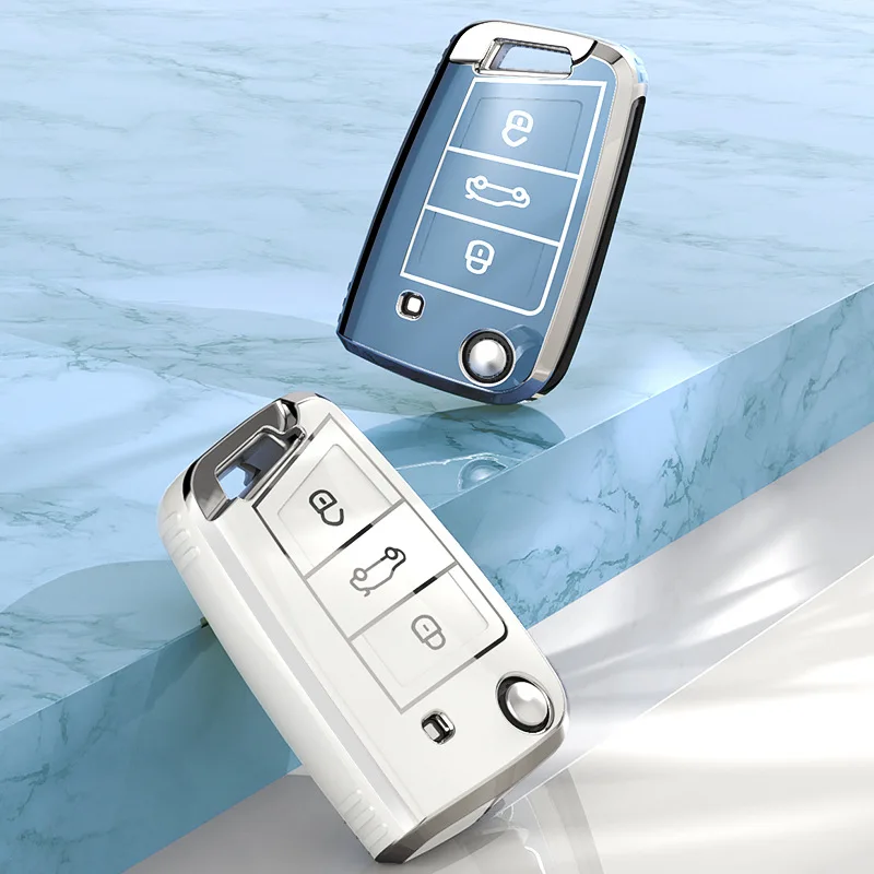 

TPU Car Remote Key Case Cover Holder For VW Volkswagen Golf 7 MK7 Tiguan MK2 For SEAT Ateca Leon FR 2 Ibiza For Skoda Octavia A7