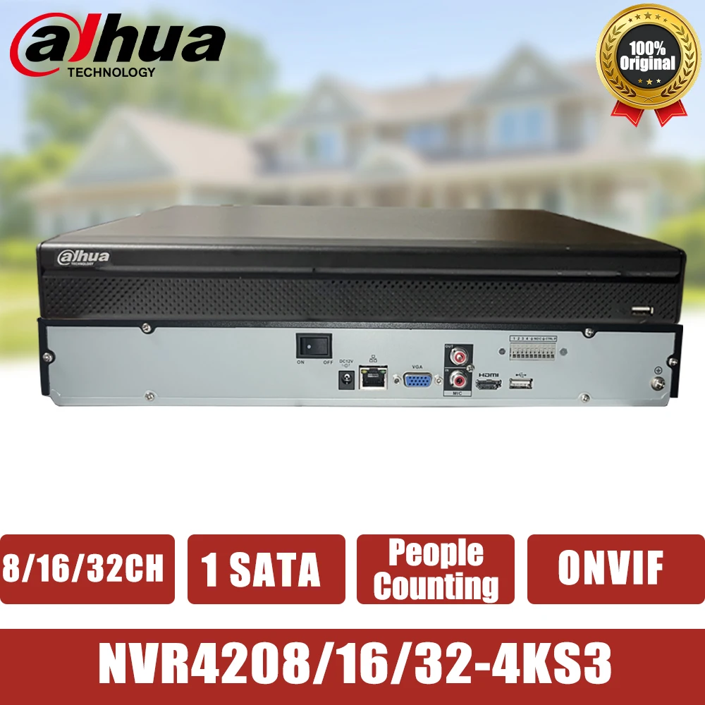 Dahua NVR4208-4KS3 NVR4216-4KS3 NVR4232-4KS3 Wizsense 8CH 16CH 32CH Network Video Recorder Support 2HDDs Security System CCTV