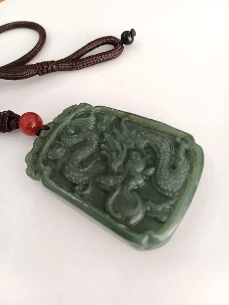 Exquisite Sun Dragon Pendant Mascot He Tian Jade Amulet Lucky Energy Chinese Zodiac Bless