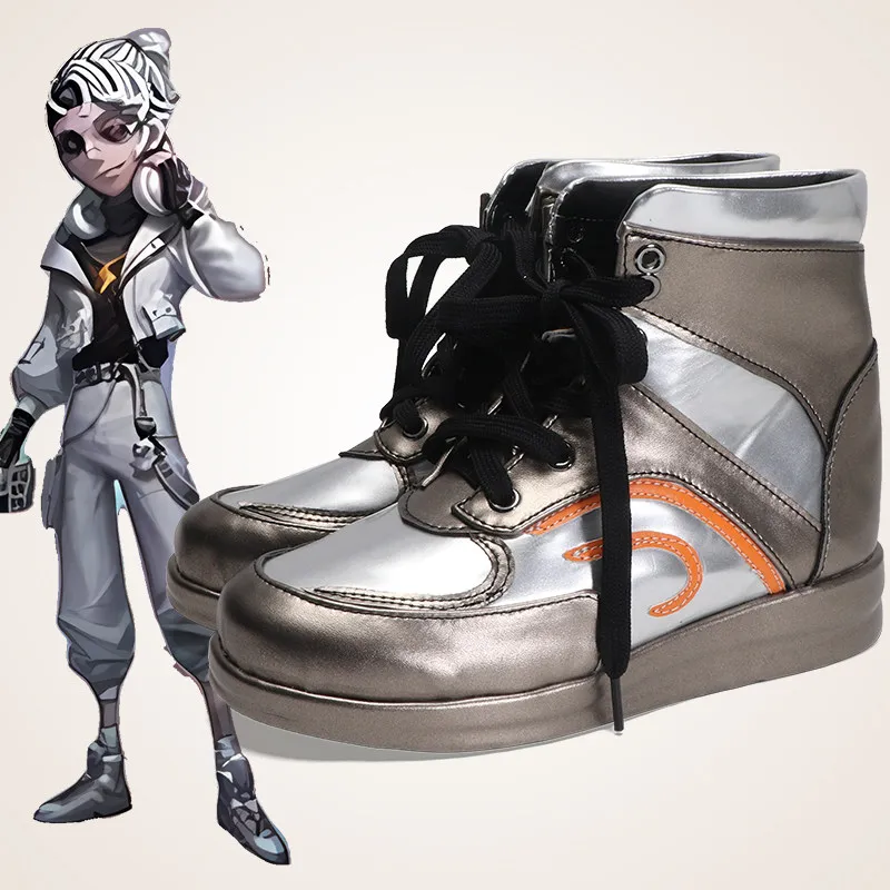 Anime Identity V Luca Balsa Cosplay Shoes Sliver Grey Short PU Leather Boots For Halloween Carnival