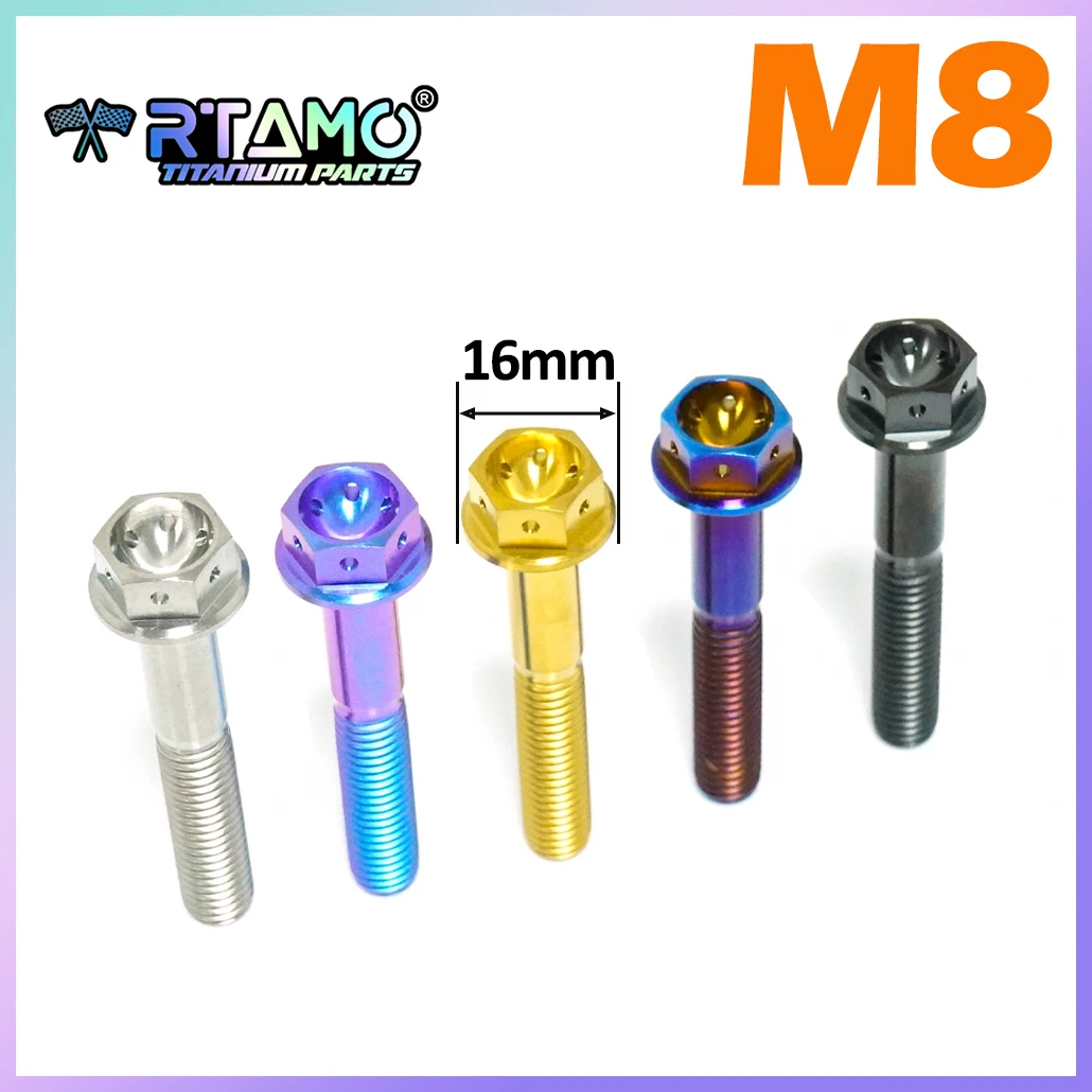 RTAMO M8X20/25/30/35/40/45/50/55/60/65/70/80/90Titanium Bolt Flange Athletic Screw for Bicycycle Motorcycle Hardware Equipment