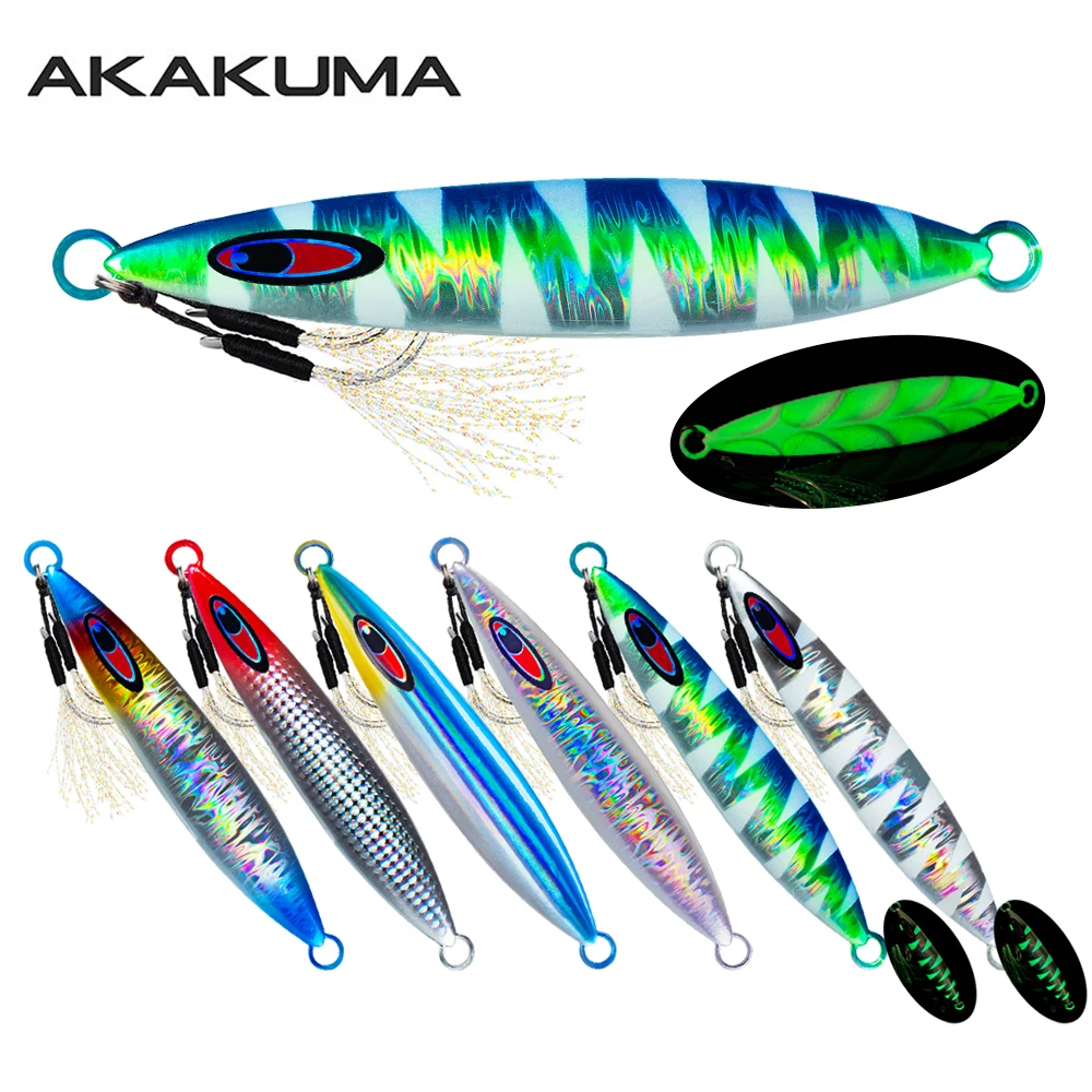 1Pc Luminous Jig Lure Fast Sinking Jigging Long Casting Lure 40G-200G Metal Bait With Sharp Hooks For Sea Fishing