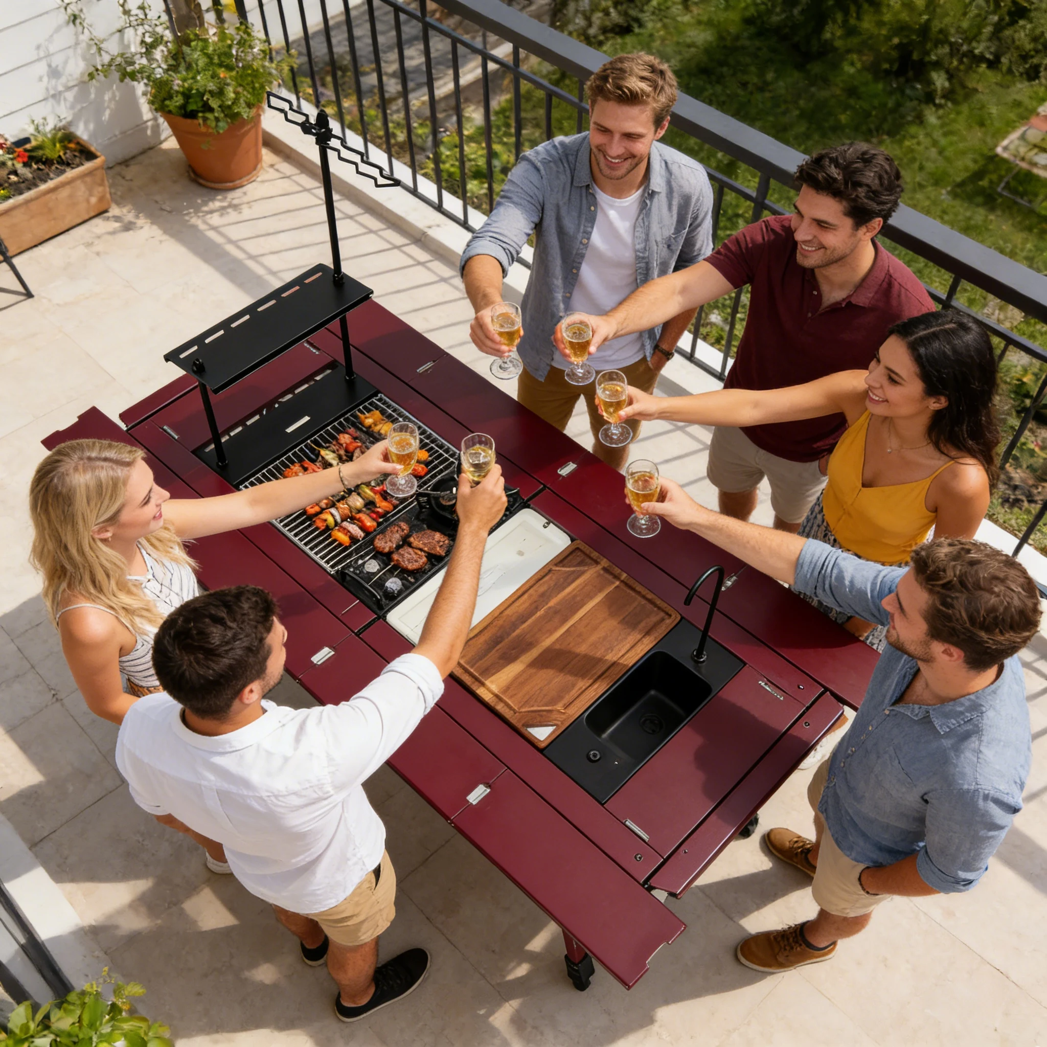Outdoor Camping Table And Chairs - โต๊ะจัดเลี้ยงแบบพับได้ เก้าอี้และโต๊ะสำหรับตั้งแคมป์กลางแจ้งแบบแข็งแรงทนทาน