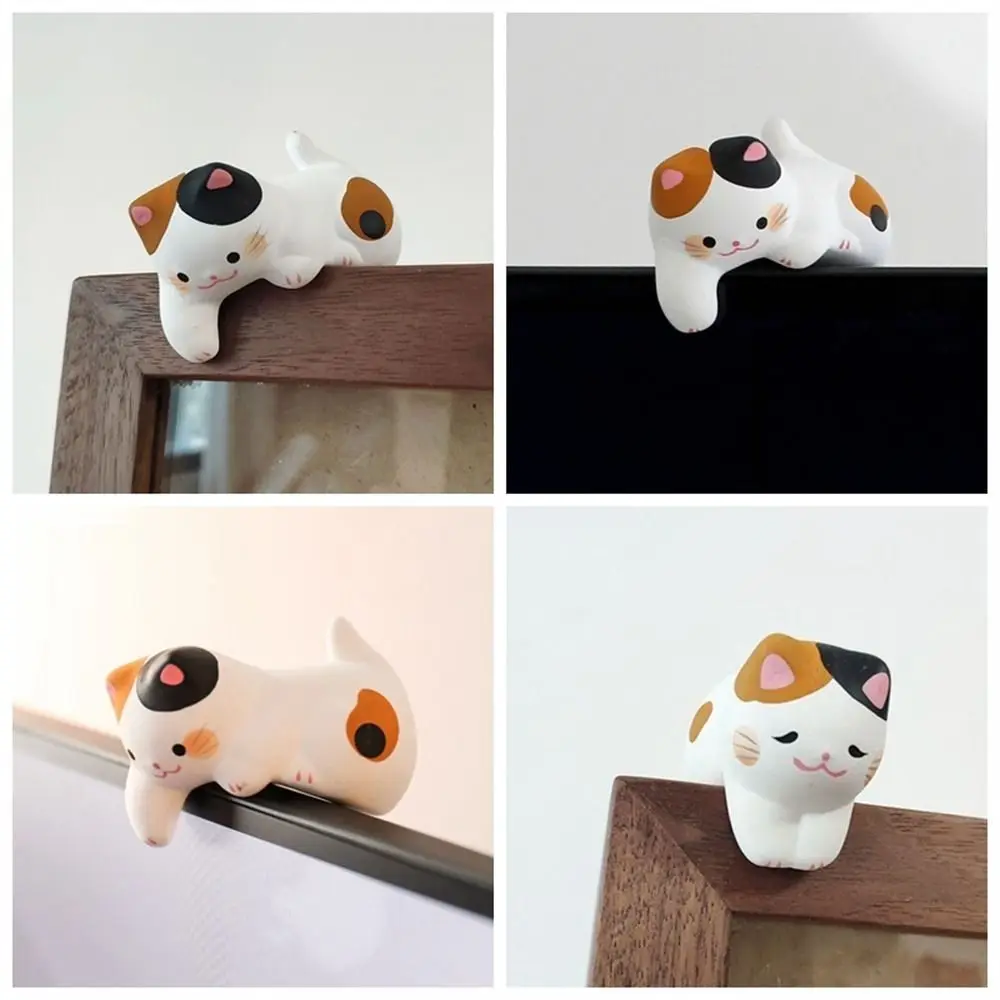 3 unids/set estatuilla de resina de gato de la suerte hecha a mano, artesanías coleccionables, adornos para coche de gatito, estatua de dibujos animados, decoración de paisaje de gato mascota