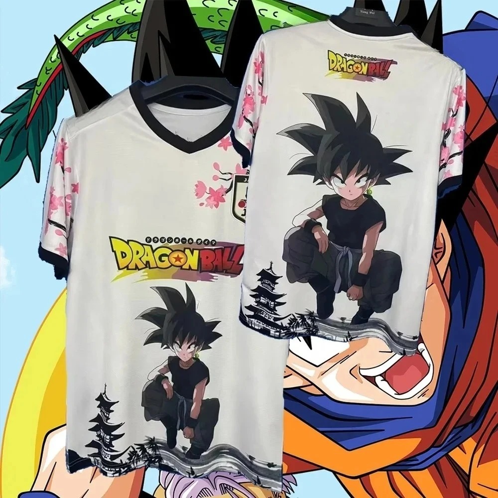FamilyMatching 2026 Summer Dragon Ball Goku & Vegeta Men's Soccer Jersey, Casual T-Shirt, Japanese Cartoon Anime Clothing