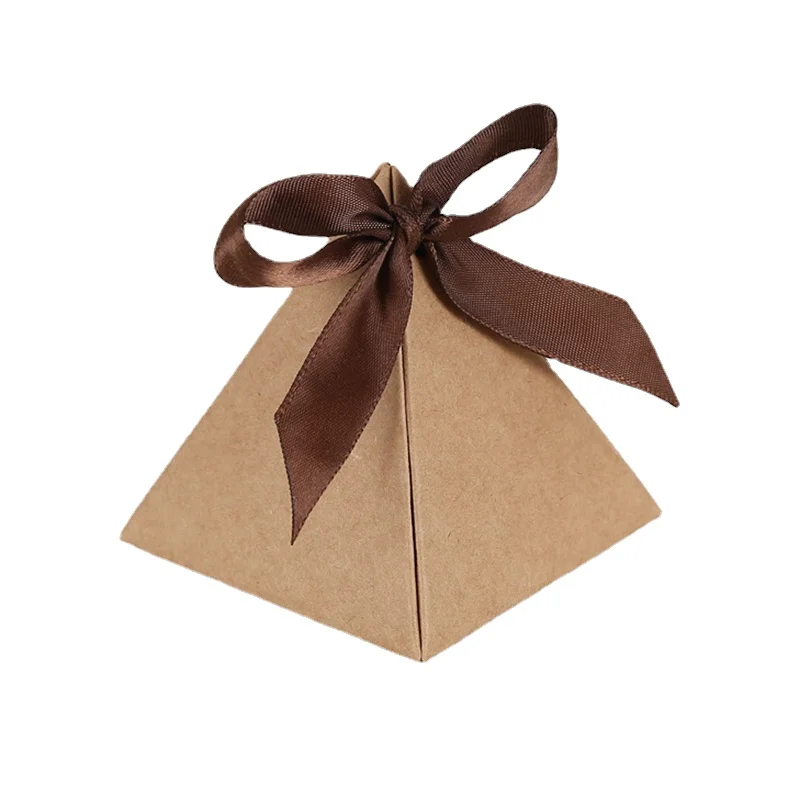 New Triangle Marbling Kraft Paper Boxes Chocolate Candy Gifts Box Packaging Birthday Christmas Party Favor Wedding Decoration