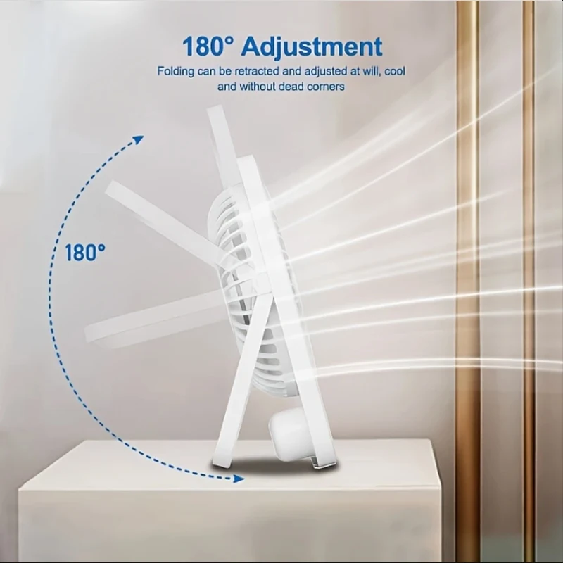 Mini ventilador de escritorio portátil-USB recargable 2025 con pantalla digital 180 °   Ventilador de mano liviano con funcionamiento silencioso y ajustable