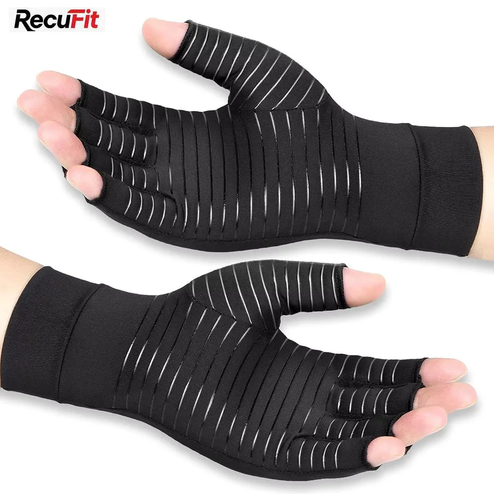 1Pair Copper Arthritis Gloves for Hand Pain Relief, Rheumatoid Osteoarthritis, Swelling, Carpal Tunnel, Compression Gloves