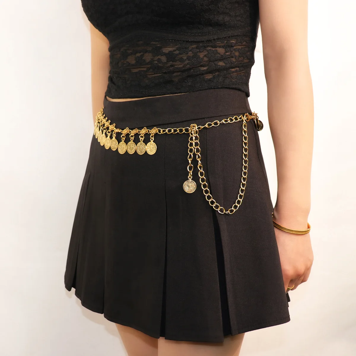 Cross border Retro Disc Tassel Coin Waist Chain Women Fashion Decorative Belt for Dress Vintage Ethnic Style