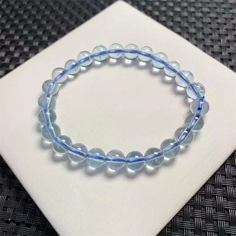 

Женский браслет с натуральным голубым топазом, 7 мм, 1 шт.