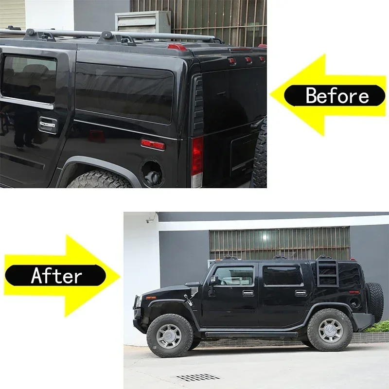Aluminum alloy black car styling  rear side window ladder suitable For Hummer H2 2003-2009 car exterior modification accessories