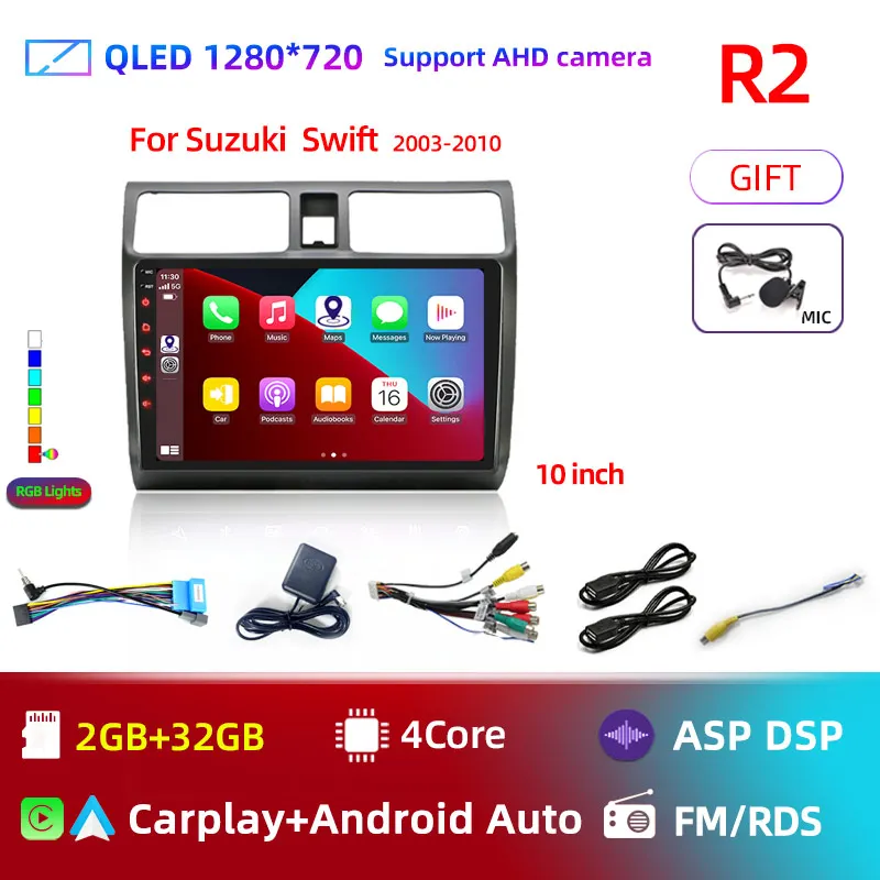 2din Android 13 Autoradio voor Suzuki Swift 2003-2006 2007 2008 2009 2010 Multimedia Speler Carplay Stereo GPS DVD Head Unit