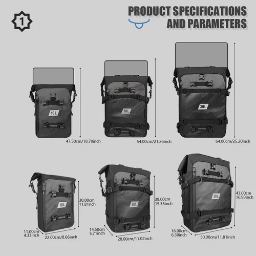 Imagen 2 del producto Bolsa para parachoques de motocicleta, bolsa impermeable para barras de choque, mochila para ciclismo, alforja para tanque de Motor, bolsa de equipaje, bolsa trasera Universal