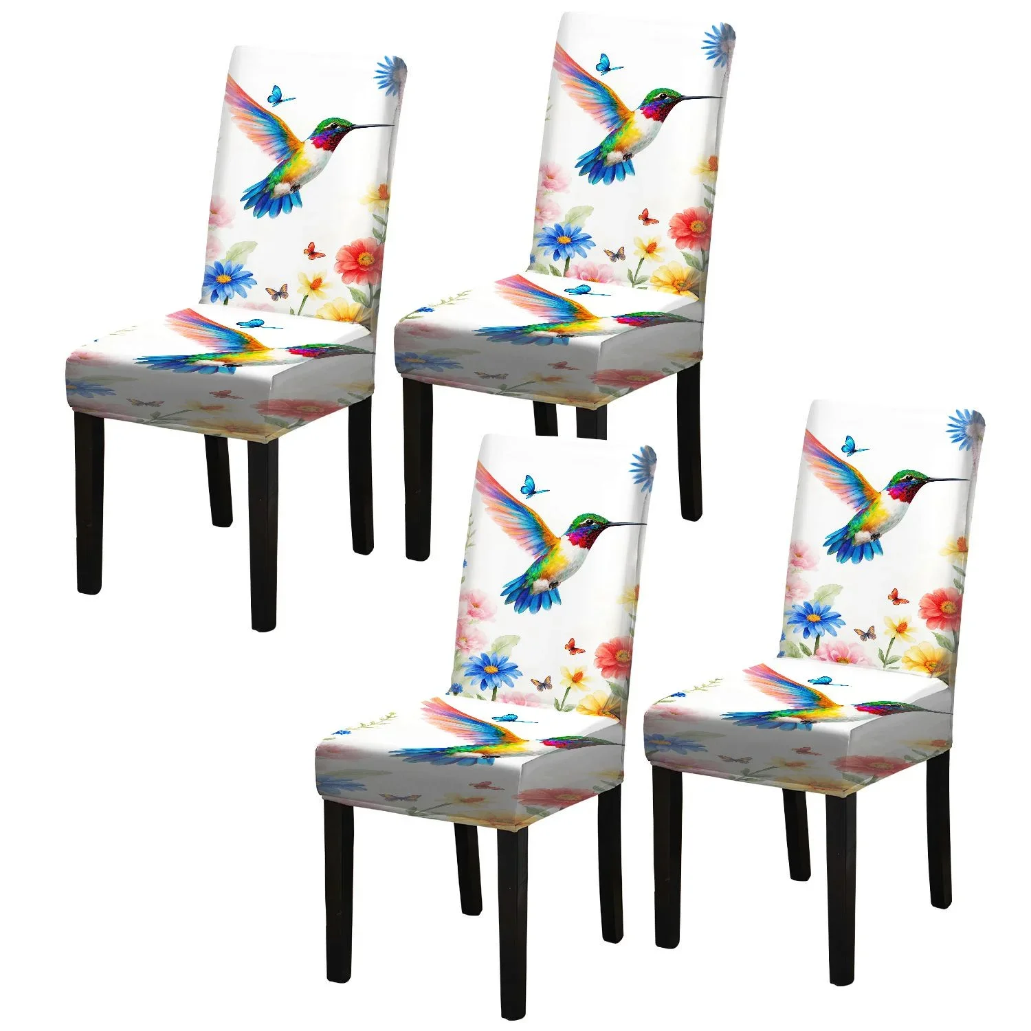 Restaurant seat elastic protective cover, removable and washable home decoration items, free bird print chair cover