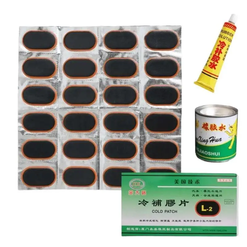 Compact Bicycle Inner Tube Repair Kit 24/48/56Pcs Vulcanizing Patches Glue for Backpack Cycling Travel