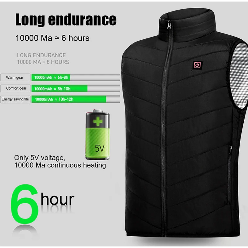 

9 Areas Heated Vest Men Women Jacket Usb Electric Thermal Vest Hunting Coat Autumn And Winter Outdoor Camping Hiking Warmer Coat