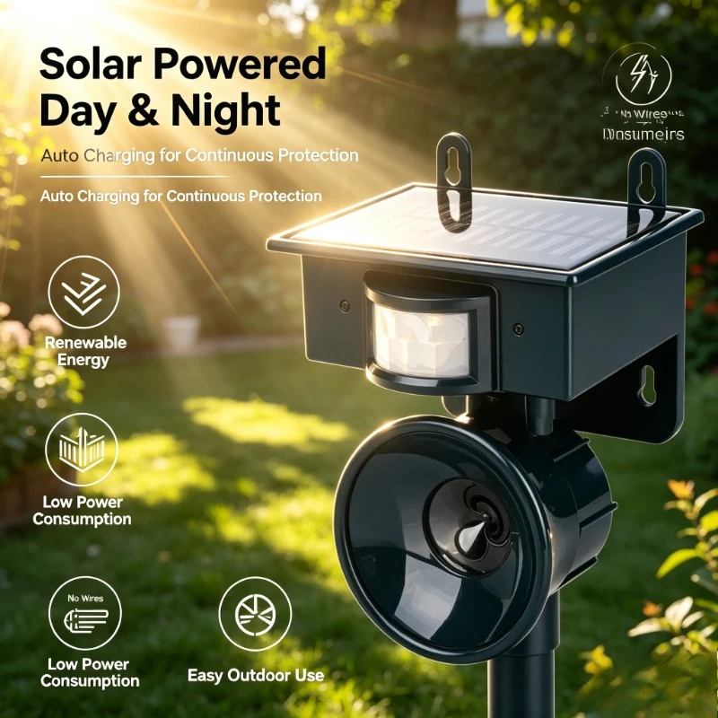 Ultrasonic Solar Animal Repeller Outdoor Deterrent for Garden Yard Crop Protection