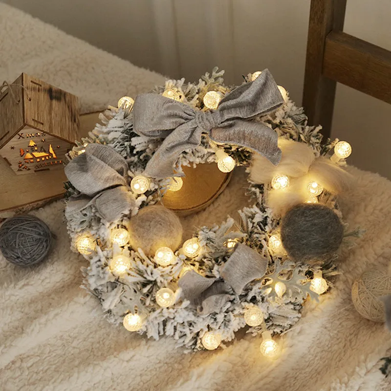 Pink Christmas Wreath 30/40/50/60CM Window Arrangement Tabletop Christmas Tree Ornament