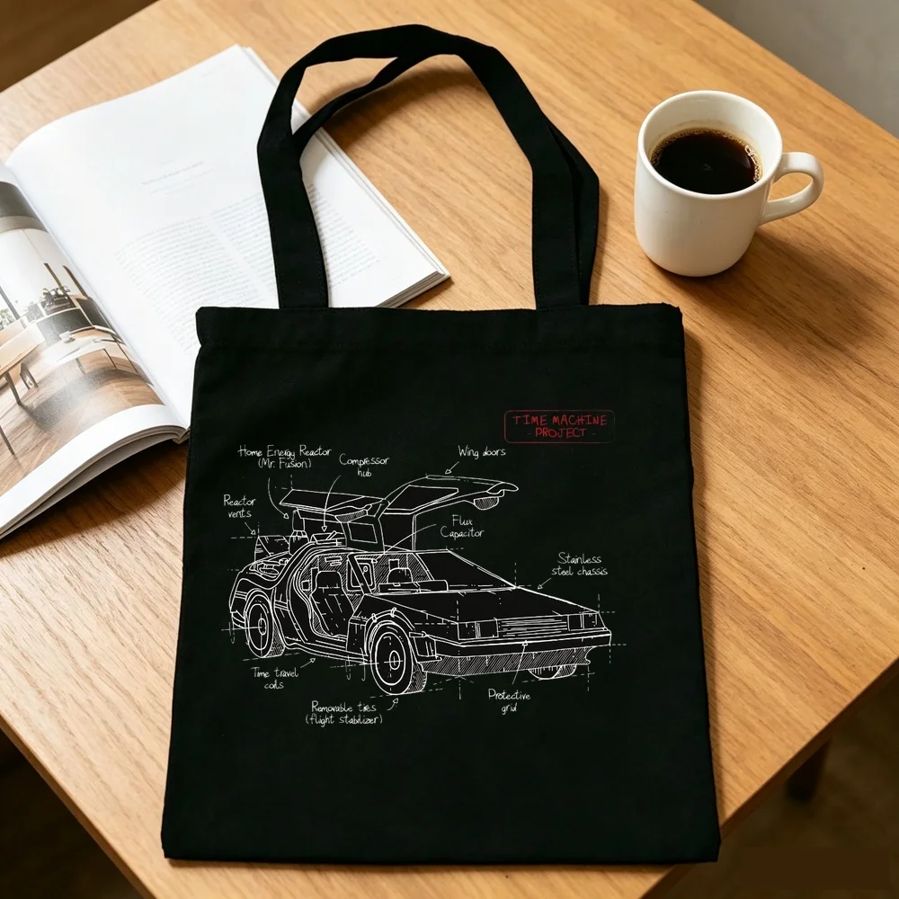 Back to the Future tote bag reusable sac cabas bolsas de tela personnalisable shopper femme