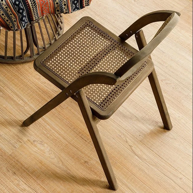 Solid Wood Dining Chairs Modern Luxury Rattan Chair for Living Room Portable Folding Chairs Bedroom Furniture Space Savers