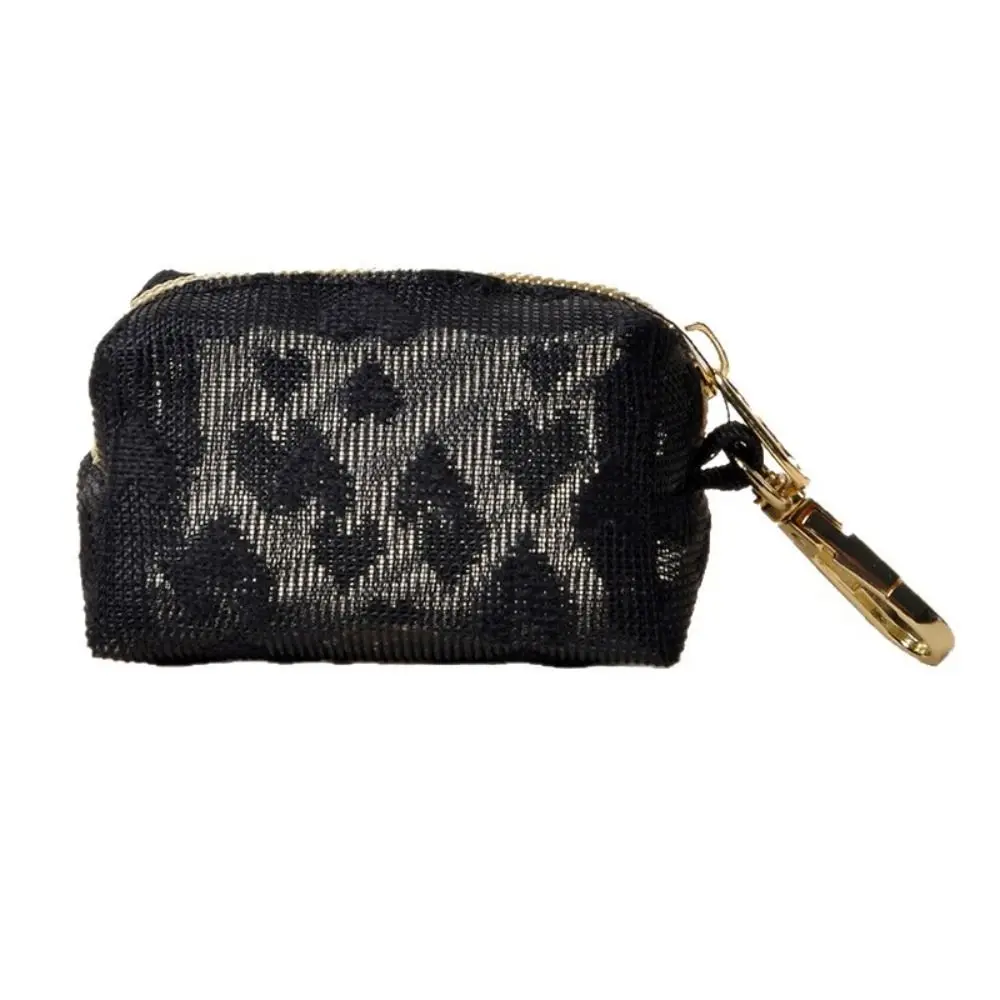 Lace Mesh Poop Bag Dispenser Keychain Clip Portable Poop Bag Holder Mini Size Zipper Closure Dog Poop Bag Pouch For Pet Travel