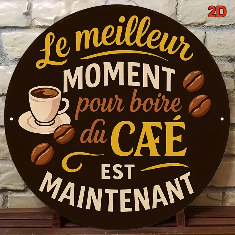 CIFBUY Vintage French Style Coffee Sign Aluminum Wall Art Waterproof Durable Decor for Cafe Kitchen Bar Office Home