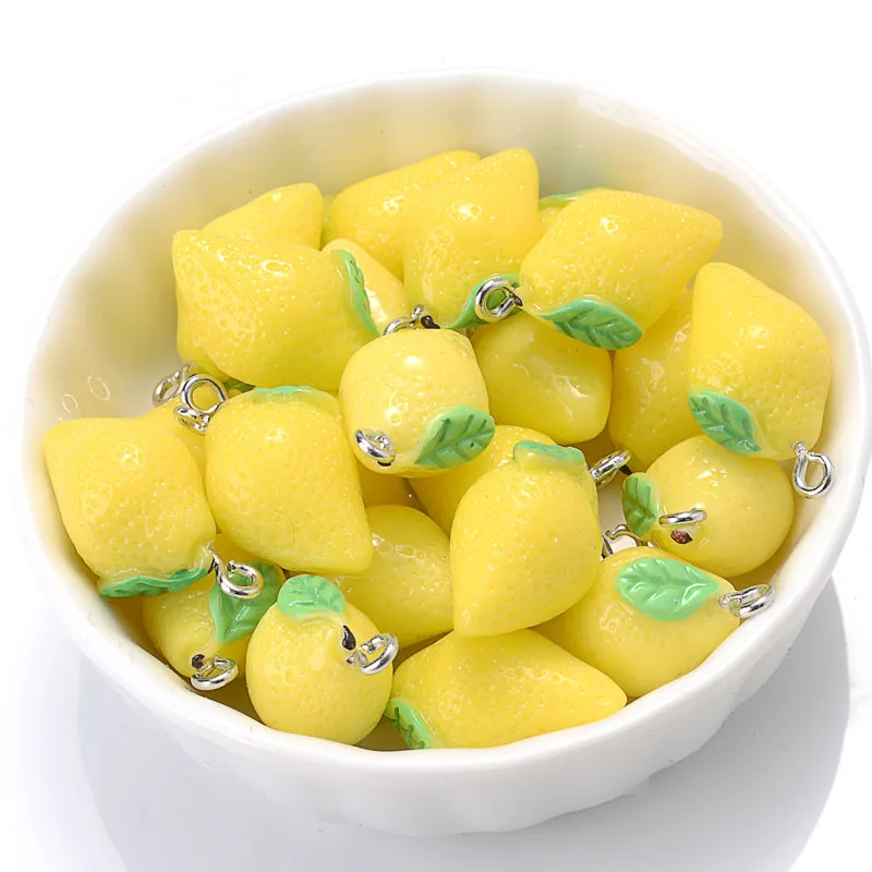 10Pcs/Pack Charms Resin Pendants Cute Fruit Lemon Shape Pendants For DIY Jewelry Making Earring Keychain Bracelet Accessories